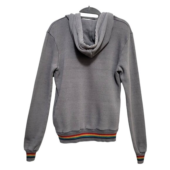 AVIATOR NATION Prism Split Neck Hoodie Grey Embroidered Logo Pullover Sweatshirt - Picture 7 of 11